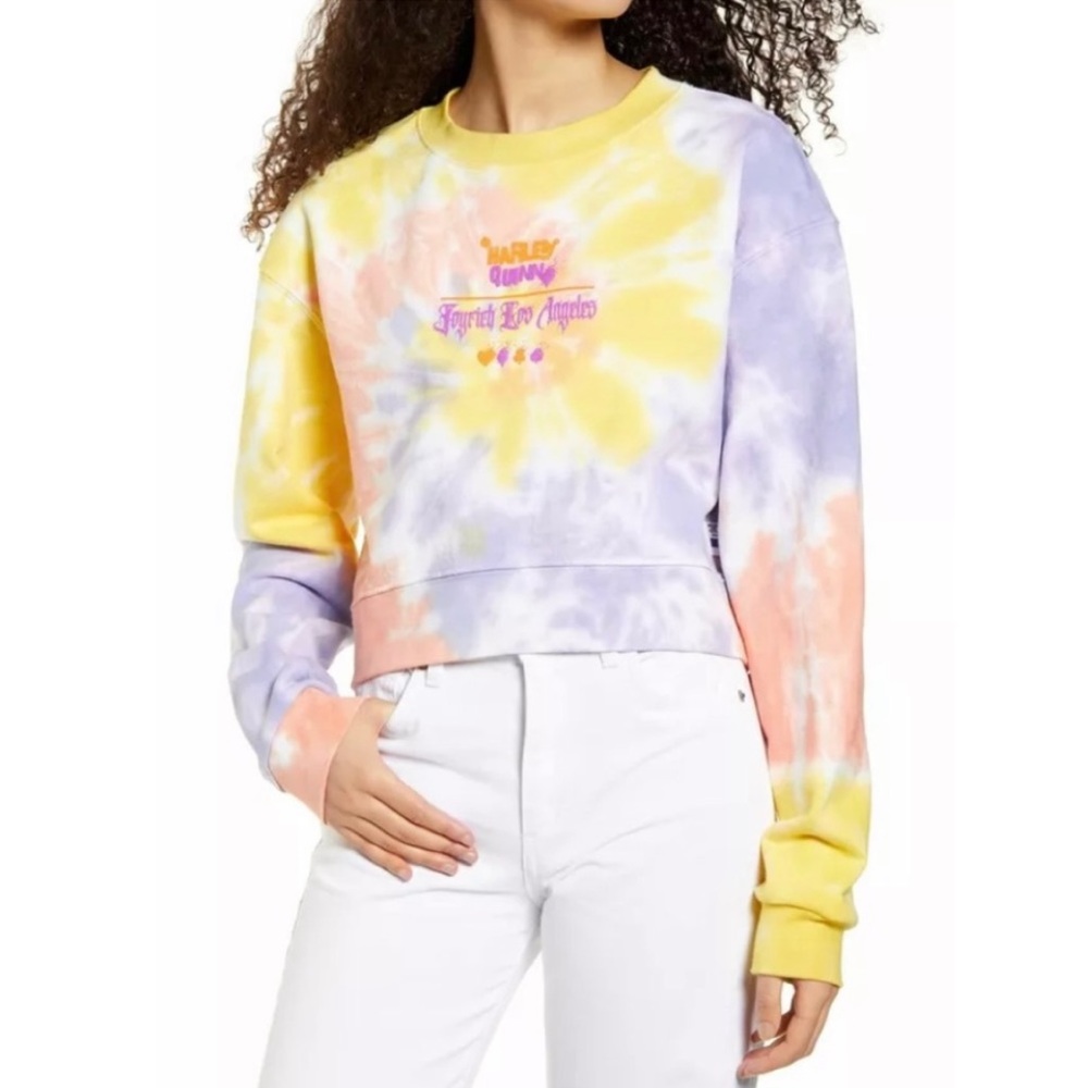 Birds of Prey Tops Joyrich Birds of Prey Harley Quinn Tie Dye Crop Sweatshirt